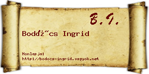 Bodócs Ingrid névjegykártya